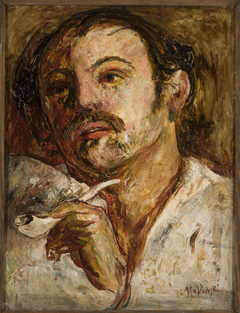 Portrait of a man with a smoking pipe by Tadeusz Makowski