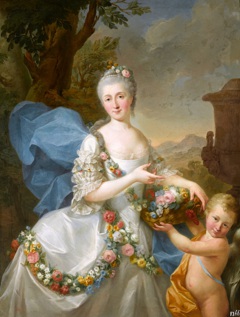 Portrait of Apolonia Poniatowska née Ustrzycka and her son Stanisław as Flora and Amor. by Marcello Bacciarelli