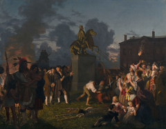 Pulling Down the Statue of King George III, New York City by Johannes Adam Simon Oertel
