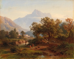 Region in South Tyrol–Landscape in the Morning Light by August Behrendsen