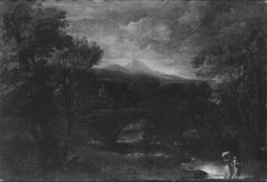 River Landscape with a Bridge by Anonymous