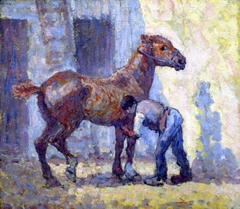 Robert Polhill Bevan - Grooming Horse - ABDAG002290 by Robert Bevan