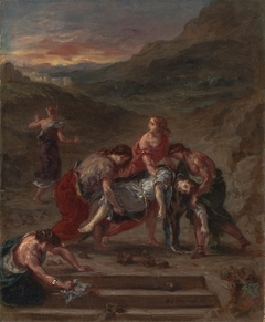 Saint Stephen Borne Away by his Disciples by Eugène Delacroix