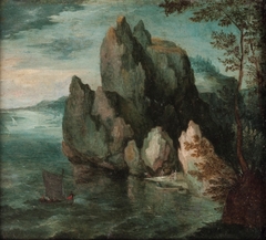 Seascape with a High Cliff
