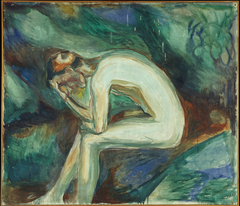Seated Male Nude in the Forest by Edvard Munch