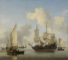 Ships at Anchor on the Coast by Willem van de Velde II