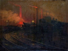 Steelworks, Cardiff, at Night by Lionel Walden