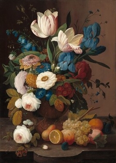 Still Life, Flowers, and Fruit by Severin Roesen