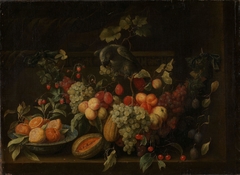 Still Life with Fruits and a Parrot by Peeter Gijsels
