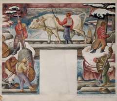 (Study for mural, International Falls, Minnesota Post Office) by Lucia Wiley