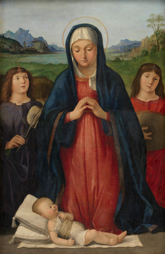 The Christ Child Worshipped by Mary by Antonio Solario