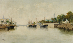 The Port of Seville by Adolfo Giráldez y Peñalver