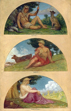 The Progress of Civilization: Hunting, Herding, Agriculture (mural study, State Capitol, Des Moines, Iowa) by Kenyon Cox