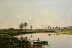 The Water Meadows at Deauville, France by Eugène Louis Boudin