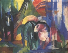Three horses at the watering place by Franz Marc