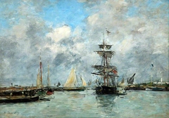 Trouville Harbour by Eugène Louis Boudin