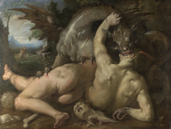 Two Followers of Cadmus devoured by a Dragon