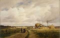 Use of the first threshing machine at Lankow near Schwerin in 1882 by Carl Malchin
