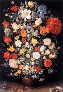 Vase of Flowers with Jewel, Coins and Shells