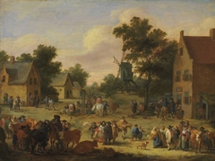 Viehmarkt im Dorfe by Pieter Bout