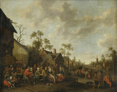 Village Scene with Feasting and Merrymaking by Joost Cornelisz Droochsloot