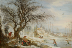 Winter Landscape with Wood Gatherers by Gijsbrecht Leytens