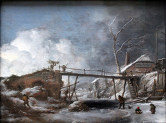 Winter Landscape with Wooden Bridge