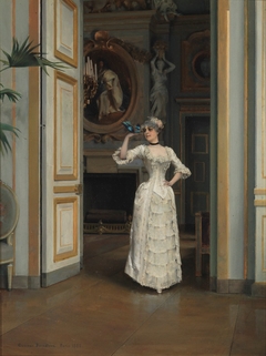 Woman with a Bird at the Castle of Maison Laffitte by Gunnar Berndtson