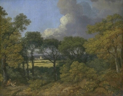 Wooded Landscape with a Peasant Resting by Thomas Gainsborough