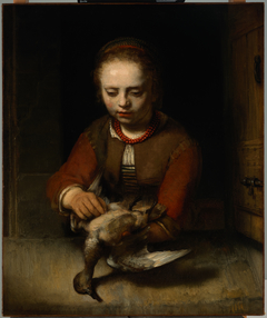 Young Girl Plucking a Duck