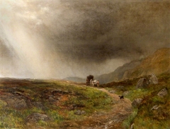 A Man with a Horse and Cart and a Dog on a Moor by James Docharty