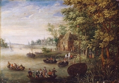 A River Scene with Figures by Anonymous
