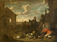 A Sleeping Gardener with a Heap of Vegetables by Abraham Willemsens