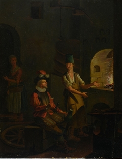 A soldier drinking in a forge by Wolfgang Heimbach