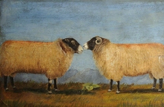 A Swaledale Sheep and Ram in profile by William Taylor Longmire