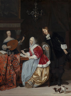 A Woman Writing Music by Gabriël Metsu