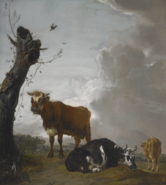 A Young Bull and two Cows in a Meadow by Paulus Potter