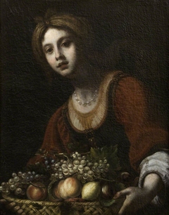 A Young Woman with a Basket of Fruit (after Salome with the Head of John the Baptist)