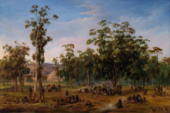 An Aboriginal encampment, near the Adelaide foothills