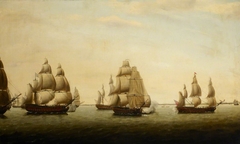 An English Frigate Chased by the French off the Indian Coast by Dominic Serres