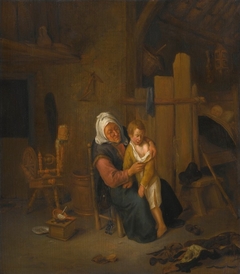 An Old Lady with a Young Boy, in an Interior
