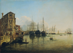 Ansicht der Strada Nuova gegen die Giardini Pubblici in Venedig by Rudolf von Alt