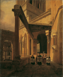 Ansicht eines Säulenganges im Tempel der Diana zu Spalato by Leopold Ernst