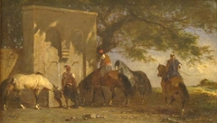 Arabs Watering Their Horses by Eugène Fromentin