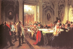 Arbeiter vor dem Magistrat by Johann Peter Hasenclever