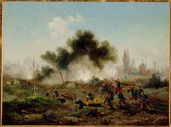 Assaut d'un cimetière par les troupes régulières, mai 1871