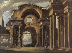 Basilica of Constantine with Ionic columns and circular opening by Niccolò Codazzi
