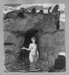bathing nymph + looking Satyr by Franz Stuck