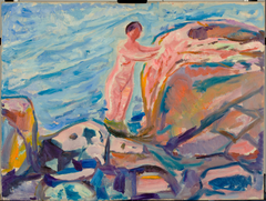 Bathing Woman by a Red Cliff by Edvard Munch