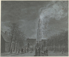 Brand in de kerktoren te Amersfoort by Jordanus Hoorn